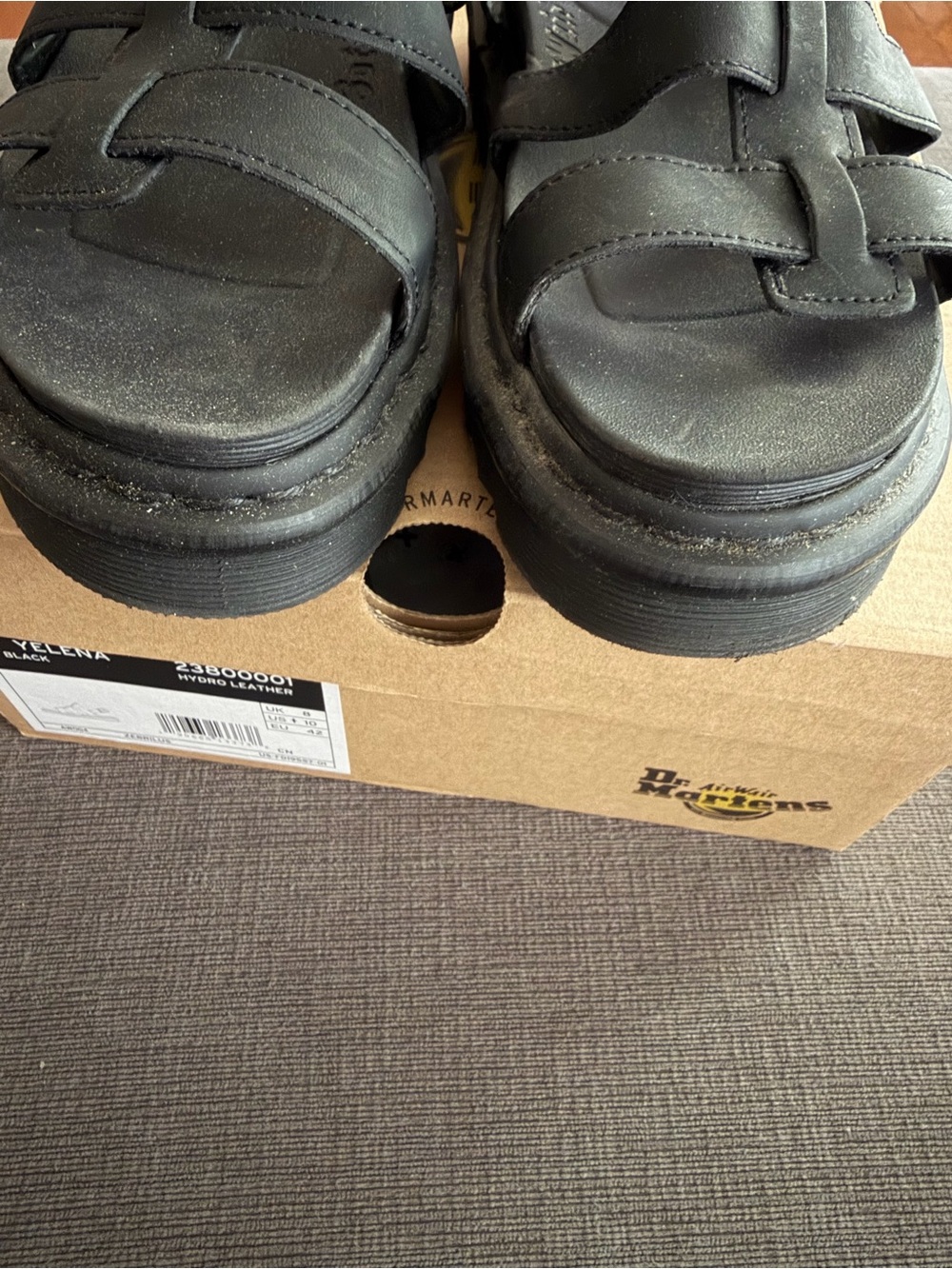 Womens DR MARTENS Air Wair Yelena Sandals Black Size 10 Hydro Leather - Picture 7 of 14